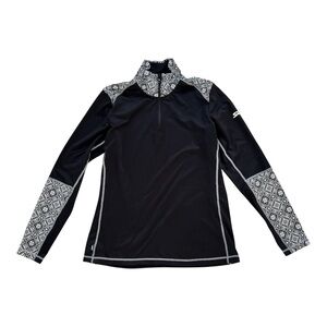 SWIX Base Layer Long Sleeve 1/2 Zip MYRENE Black Size Women's XL Black White